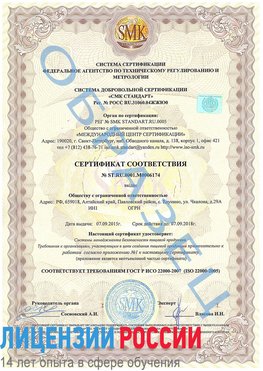Образец сертификата соответствия Ставрополь Сертификат ISO 22000